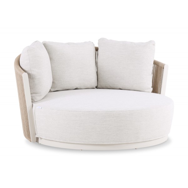 Κρεμ Daybed Αλουμινίου με Σχοινί και Μπεζ Μαξιλάρια