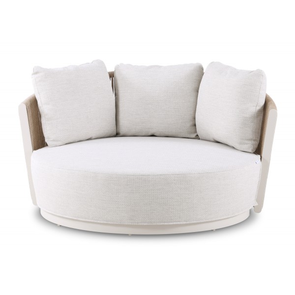 Κρεμ Daybed Αλουμινίου με Σχοινί και Μπεζ Μαξιλάρια