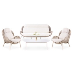 Καθιστικό Αλουμινίου Εκρού με Σχοινί Σετ 4 τεμ Καθιστικό Αλουμινίου Εκρού με Σχοινί Σετ 4 τεμ