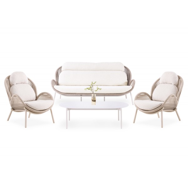 Καθιστικό Αλουμινίου Εκρού με Σχοινί Σετ 4 τεμ Καθιστικό Αλουμινίου Εκρού με Σχοινί Σετ 4 τεμ