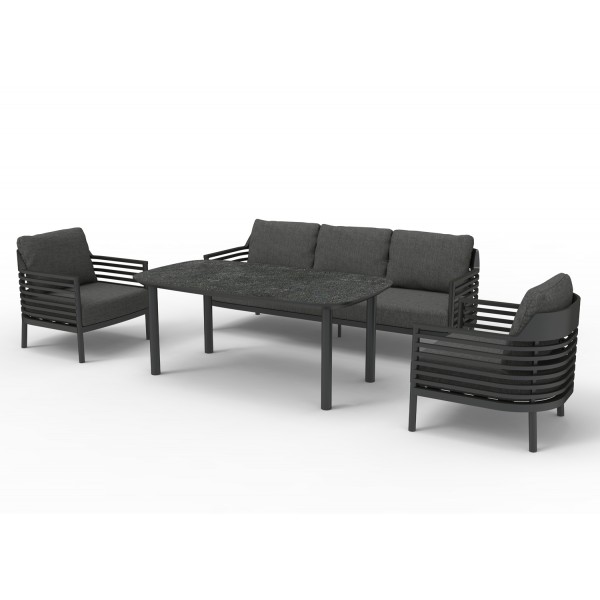 Γκρι Σαλόνι Αλουμινίου Σετ 4 Τεμαχίων