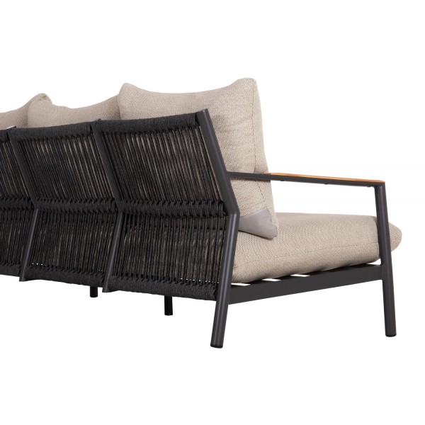 Σαλόνι Αλουμινίου με Σχοινί Γκρι Σετ 4 τεμαχίων