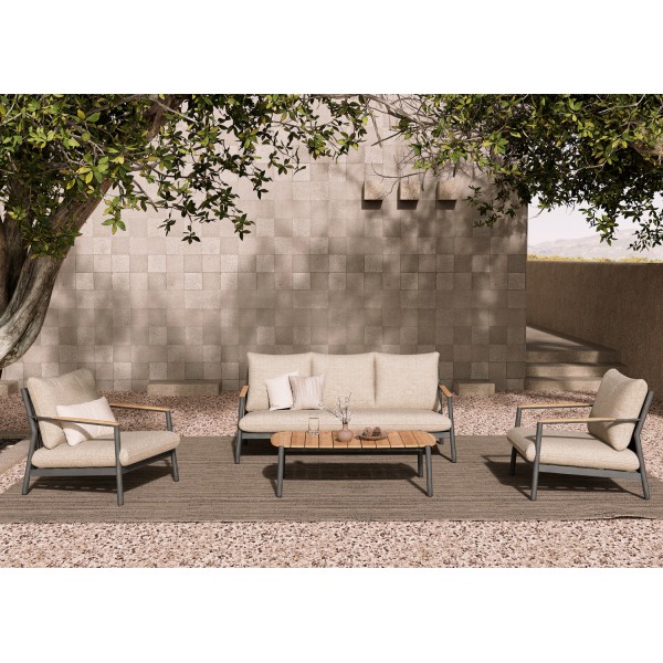 Σαλόνι Αλουμινίου με Σχοινί Γκρι Σετ 4 τεμαχίων