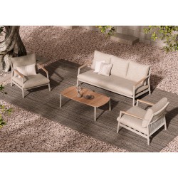 Σαλόνι Αλουμινίου με Σχοινί Κρεμ Σετ 4 τεμαχίων