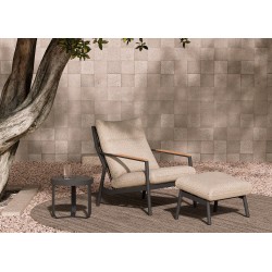 Πολυθρόνα Αλουμινίου Γκρι με Υποπόδιο Σετ 2 τεμ