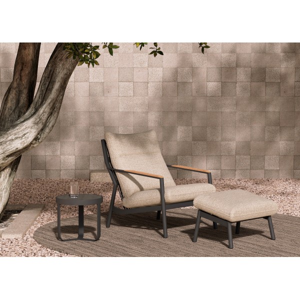 Πολυθρόνα Αλουμινίου Γκρι με Υποπόδιο Σετ 2 τεμ