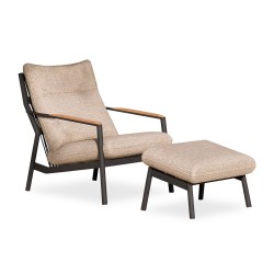 Πολυθρόνα Αλουμινίου Γκρι με Υποπόδιο Σετ 2 τεμ