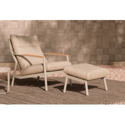 Πολυθρόνα Αλουμινίου Εκρού με Υποπόδιο Σετ 2 τεμ