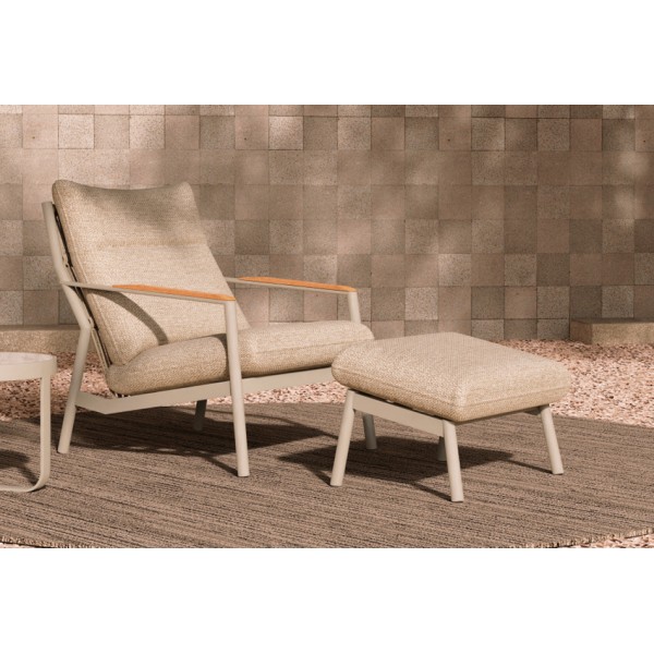 Πολυθρόνα Αλουμινίου Εκρού με Υποπόδιο Σετ 2 τεμ