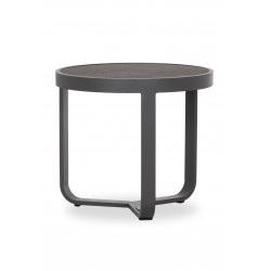 Side Table Αλουμινίου Γκρι με Πλάκα από Πυριτική Πέτρα.