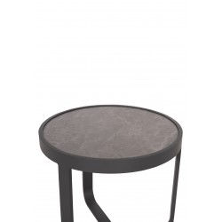 Side Table Αλουμινίου Γκρι με Πλάκα από Πυριτική Πέτρα.