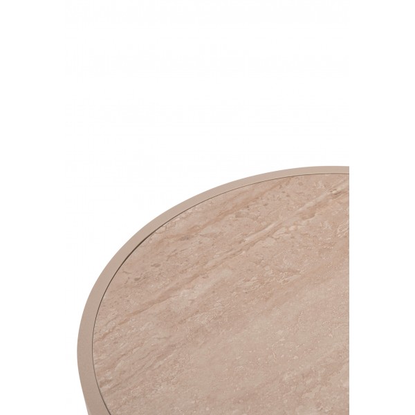 Side Table Αλουμινίου Κρεμ με Πλάκα από Πυριτική Πέτρα.