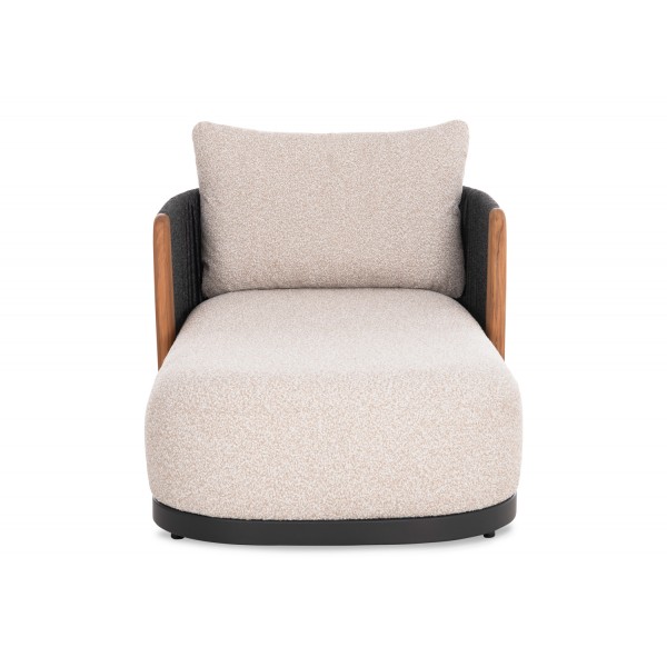 Daybed Γκρι Αλουμινίου με Σχοινί και Ξύλο Teak