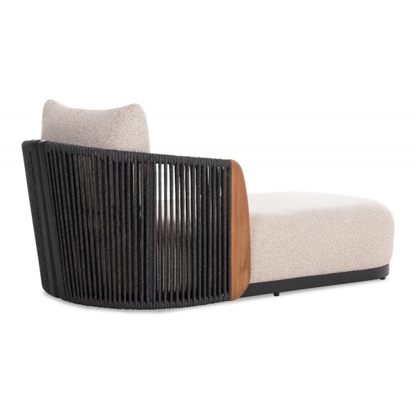 Daybed Γκρι Αλουμινίου με Σχοινί και Ξύλο Teak