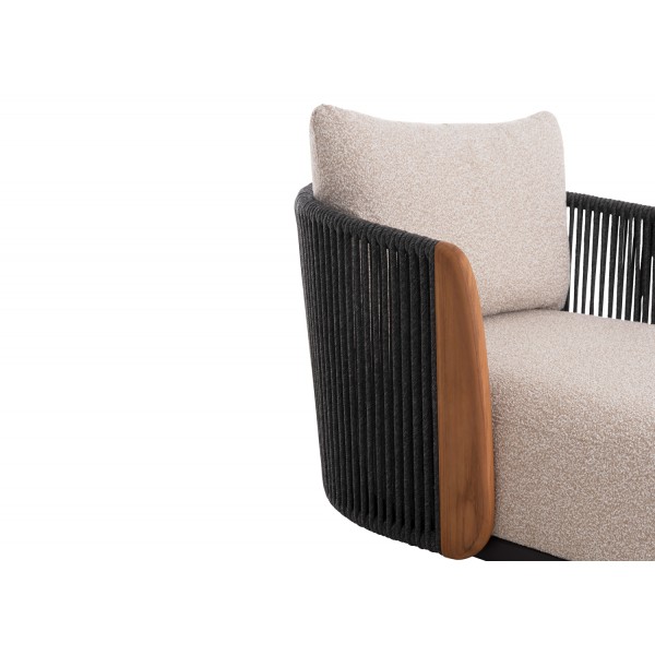 Daybed Γκρι Αλουμινίου με Σχοινί και Ξύλο Teak