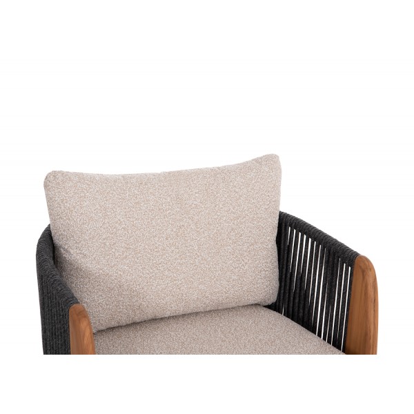 Daybed Γκρι Αλουμινίου με Σχοινί και Ξύλο Teak