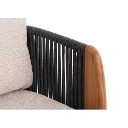 Daybed Γκρι Αλουμινίου με Σχοινί και Ξύλο Teak