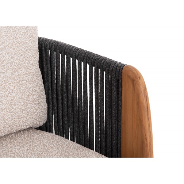 Daybed Γκρι Αλουμινίου με Σχοινί και Ξύλο Teak