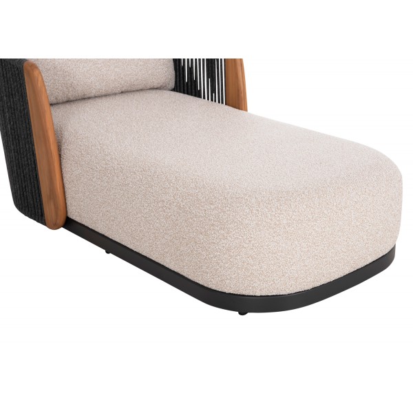 Daybed Γκρι Αλουμινίου με Σχοινί και Ξύλο Teak