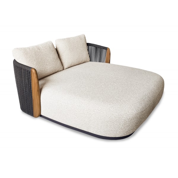 Daybed Γκρι Αλουμινίου με Σχοινί και Ξύλο Teak