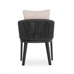 Καρέκλα Δείπνου Γκρι Αλουμινίου με Σχοινί και Ξύλο Teak