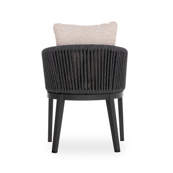 Καρέκλα Δείπνου Γκρι Αλουμινίου με Σχοινί και Ξύλο Teak