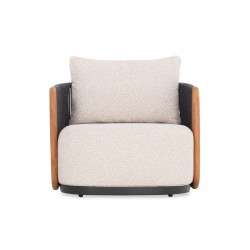 Πολυθρόνα Γκρι Αλουμινίου με Σχοινί και Ξύλο Teak