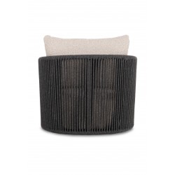 Πολυθρόνα Γκρι Αλουμινίου με Σχοινί και Ξύλο Teak