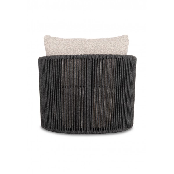 Πολυθρόνα Γκρι Αλουμινίου με Σχοινί και Ξύλο Teak