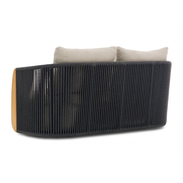 Καναπές Γκρι Αλουμινίου 2 Θέσεων με Σχοινί και Ξύλο Teak