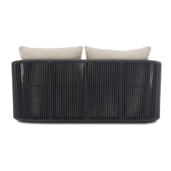 Καναπές Γκρι Αλουμινίου 2 Θέσεων με Σχοινί και Ξύλο Teak