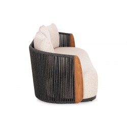 Καναπές Γκρι Αλουμινίου 4 Θέσεων με Σχοινί και Ξύλο Teak