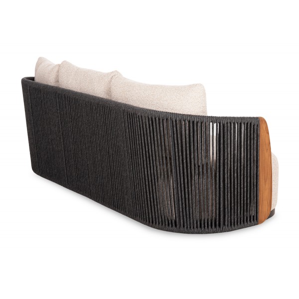 Καναπές Γκρι Αλουμινίου  3 Θέσεων με Σχοινί και Ξύλο Teak