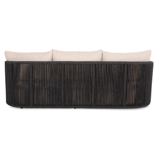 Καναπές Γκρι Αλουμινίου  3 Θέσεων με Σχοινί και Ξύλο Teak