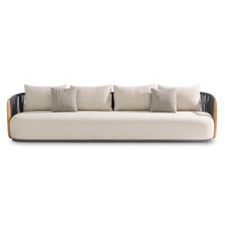 Καναπές Γκρι Αλουμινίου 4 Θέσεων με Σχοινί και Ξύλο Teak