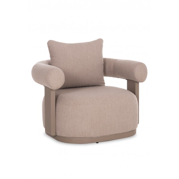 Περιστρεφόμενη Μπεζ Πολυθρόνα Αλουμινίου