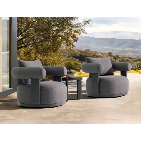 Περιστρεφόμενη Γκρι Πολυθρόνα Αλουμινίου