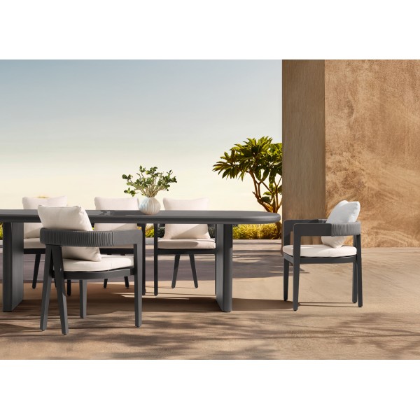 Γκρι Οβάλ Τραπέζι Αλουμινίου