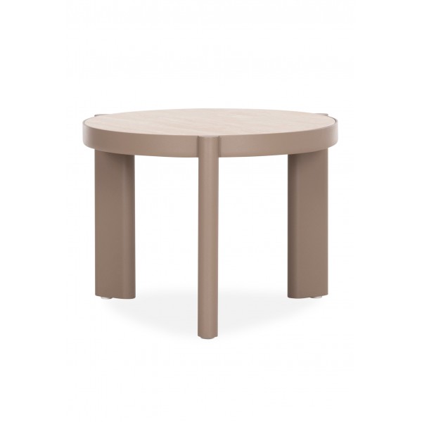 Κρεμ Side Table Αλουμινίου με Πλάκα Sintered Stone