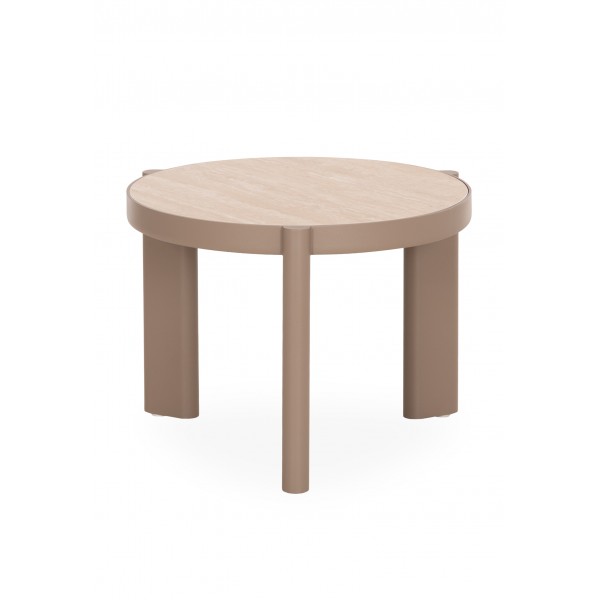Κρεμ Side Table Αλουμινίου με Πλάκα Sintered Stone