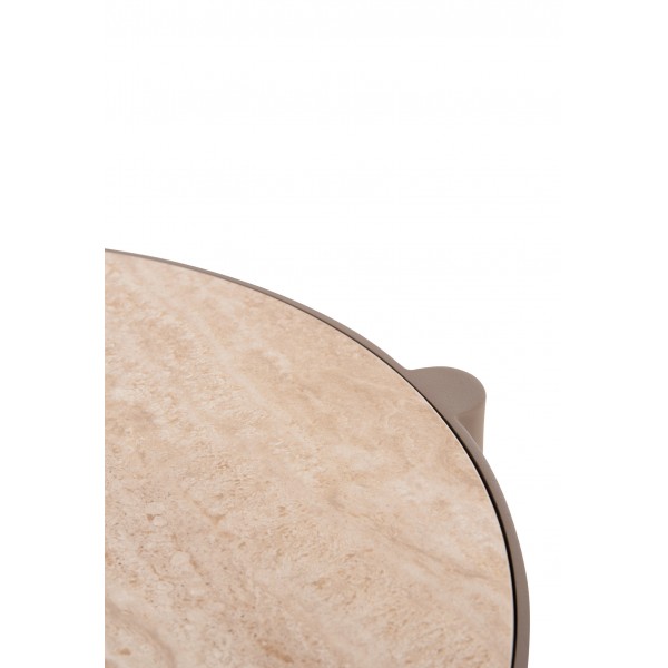 Κρεμ Side Table Αλουμινίου με Πλάκα Sintered Stone