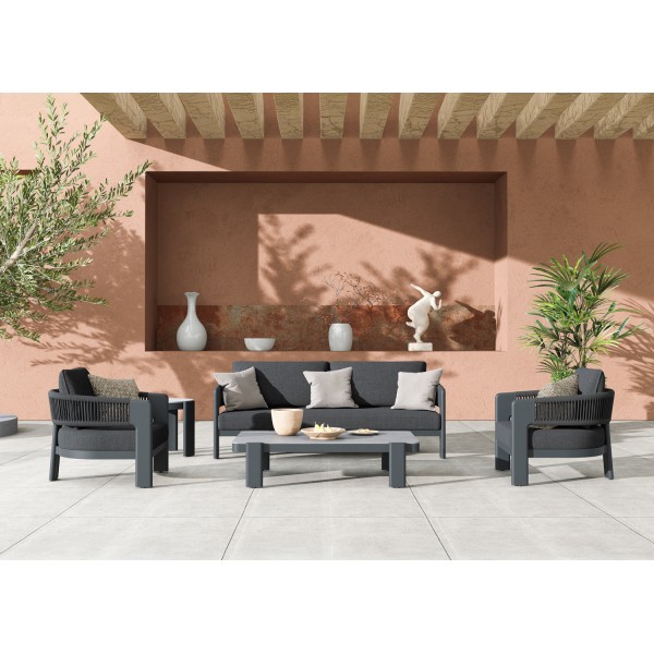 Μπεζ Σαλόνι Αλουμινίου με Σχοινί Σετ 4 τεμαχίων