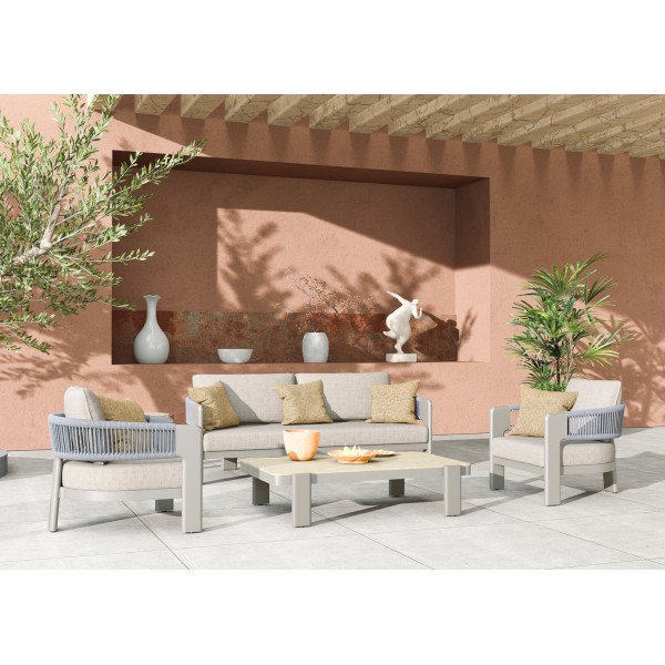 Μπεζ Σαλόνι Αλουμινίου με Σχοινί Σετ 4 τεμαχίων Μπεζ Σαλόνι Αλουμινίου με Σχοινί Σετ 4 τεμαχίων