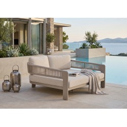 Κρεμ Daybed Αλουμινίου με Σχοινί και Μπεζ Μαξιλάρια