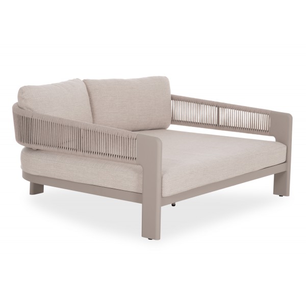 Κρεμ Daybed Αλουμινίου με Σχοινί και Μπεζ Μαξιλάρια