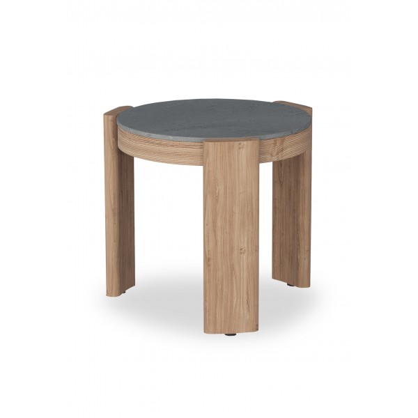 Side Table Αλουμινίου με Όψη Ξύλου