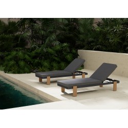 Γκρι Ξαπλώστρα Αλουμινίου με 'Οψη Ξύλου