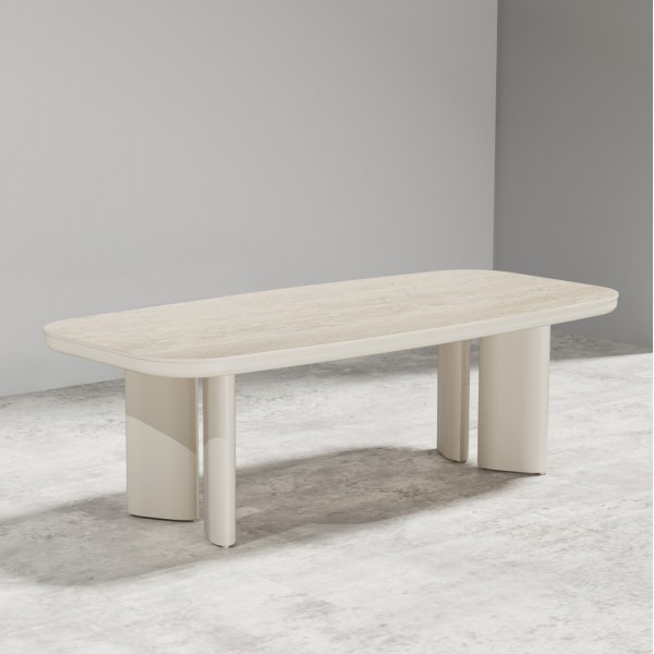 Κρεμ Αλουμίνιο Τραπέζι με πλάκα Sintered Stone