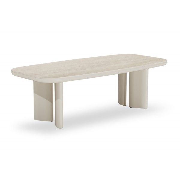 Κρεμ Αλουμίνιο Τραπέζι με πλάκα Sintered Stone