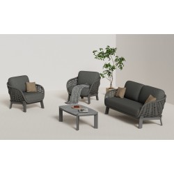 Γκρι Σαλόνι Αλουμινίου με Σχοινί Σετ 4 τεμαχίων